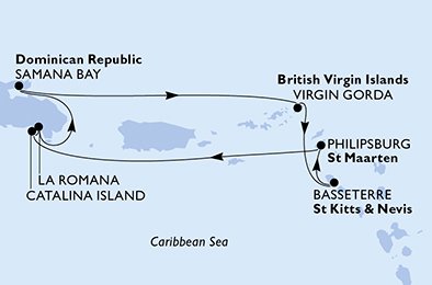 Itinéraire de votre croisière Croisière Caraïbes  Antilles  