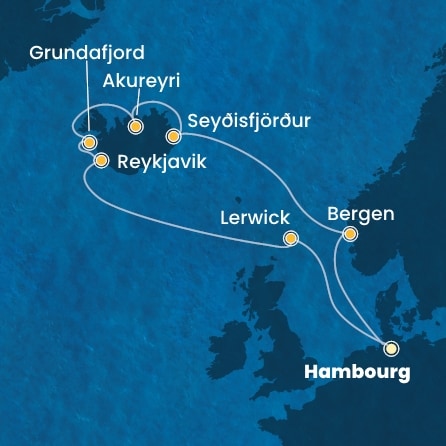 Itinéraire de votre croisière Croisière Islande  