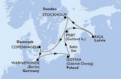 Itinéraire de votre croisière Croisière Baltique  