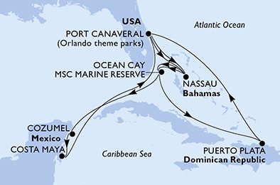 Itinéraire de votre croisière Croisière Caraïbes  Antilles  