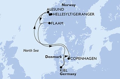 Itinéraire de votre croisière Croisière Norvège  
