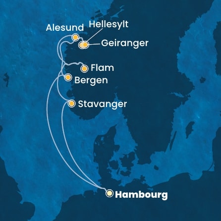Itinéraire de votre croisière Croisière Norvège  