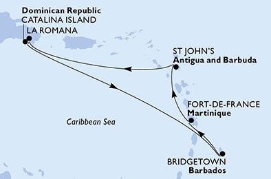 Itinéraire de votre croisière Croisière Caraïbes  Antilles  