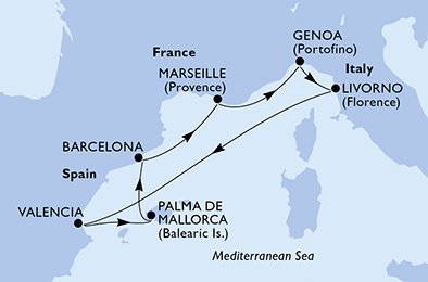 Itinéraire de votre croisière Croisière Méditerranée  
