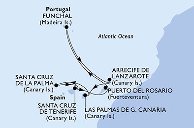 Itinéraire de votre croisière Croisière Canaries  