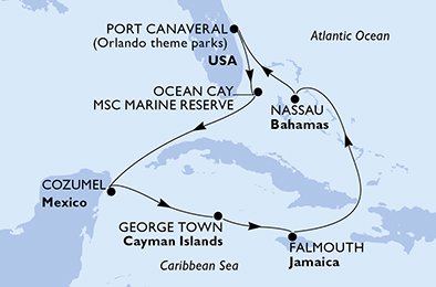 Itinéraire de votre croisière Croisière Caraïbes  Antilles  