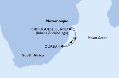 Itinéraire de votre croisière Croisière Afrique australe  