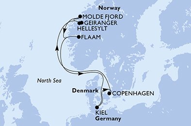 Itinéraire de votre croisière Croisière Norvège  