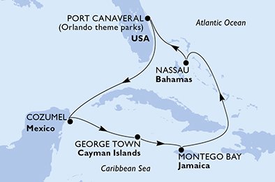 Itinéraire de votre croisière Croisière Caraïbes  Antilles  