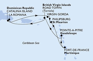 Itinéraire de votre croisière Croisière Caraïbes  Antilles  