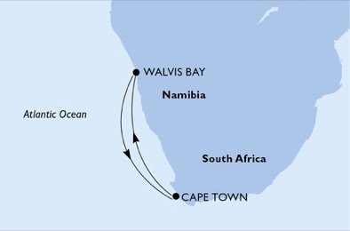 Itinéraire de votre croisière Croisière Afrique australe  