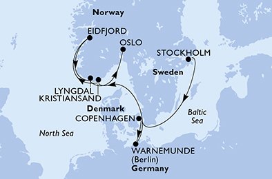 Itinéraire de votre croisière Croisière Norvège  