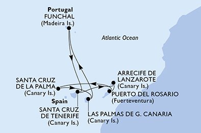 Itinéraire de votre croisière Croisière Canaries  