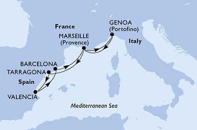 Itinéraire de votre croisière Croisière Méditerranée  