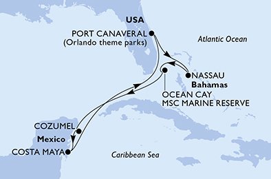 Itinéraire de votre croisière Croisière Bahamas  
