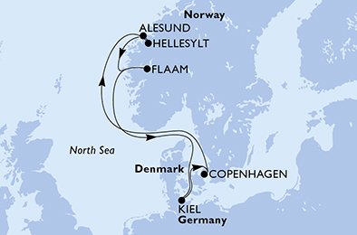 Itinéraire de votre croisière Croisière Norvège  