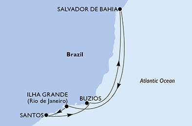Itinéraire de votre croisière Croisière Brésil  