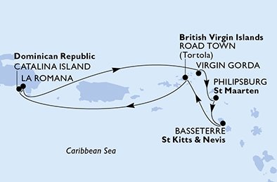 Itinéraire de votre croisière Croisière Caraïbes  Antilles  