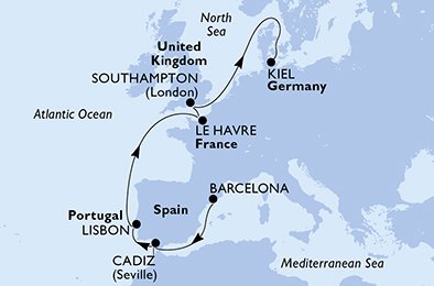 Itinéraire de votre croisière Croisière Europe du Nord  