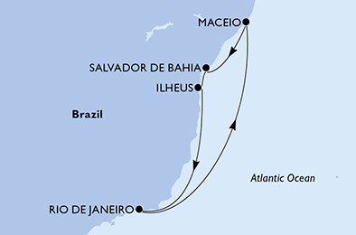 Itinéraire de votre croisière Croisière Brésil  