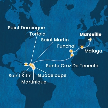 Itinéraire de votre croisière Croisière Transatlantique  