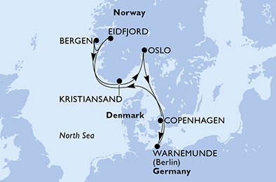Itinéraire de votre croisière Croisière Norvège  