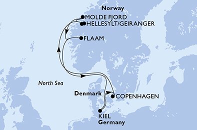 Itinéraire de votre croisière Croisière Norvège  
