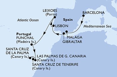 Itinéraire de votre croisière Croisière Canaries  