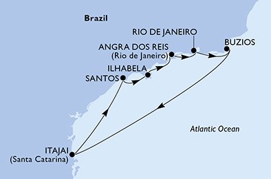 Itinéraire de votre croisière Croisière Brésil  