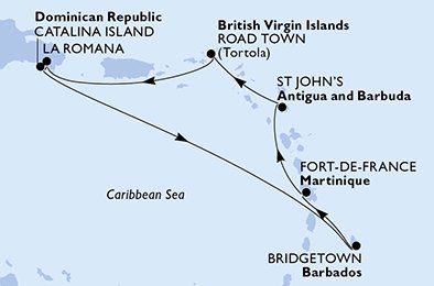 Itinéraire de votre croisière Croisière Caraïbes  Antilles  