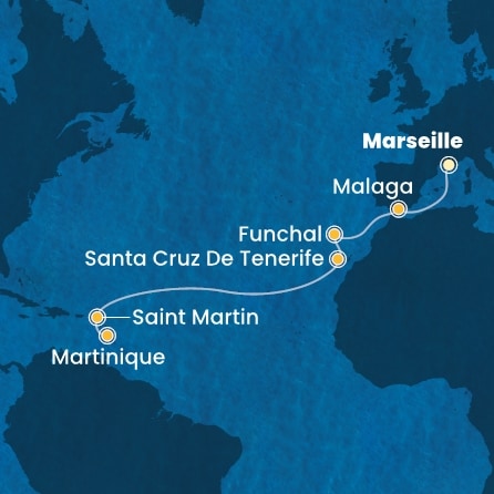Itinéraire de votre croisière Croisière Transatlantique  