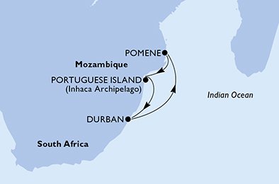 Itinéraire de votre croisière Croisière Afrique australe  