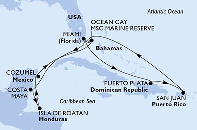 Itinéraire de votre croisière Croisière Caraïbes  Antilles  