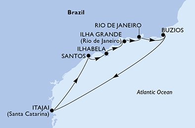 Itinéraire de votre croisière Croisière Brésil  