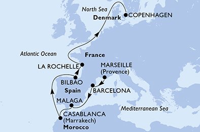 Itinéraire de votre croisière Croisière Europe du Nord  