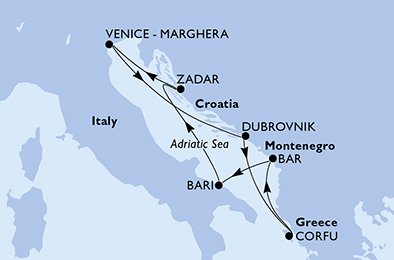 Itinéraire de votre croisière Croisière Adriatique  