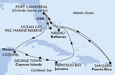 Itinéraire de votre croisière Croisière Caraïbes  Antilles  