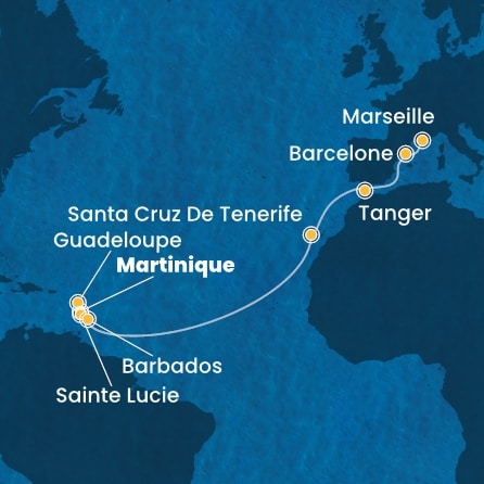 Itinéraire de votre croisière Croisière Transatlantique  