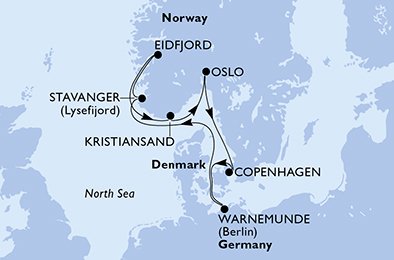 Itinéraire de votre croisière Croisière Norvège  