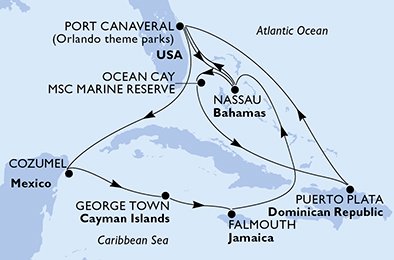 Itinéraire de votre croisière Croisière Caraïbes  Antilles  