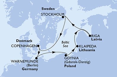 Itinéraire de votre croisière Croisière Baltique  