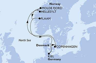 Itinéraire de votre croisière Croisière Norvège  
