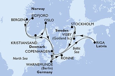 Itinéraire de votre croisière Croisière Europe du Nord  
