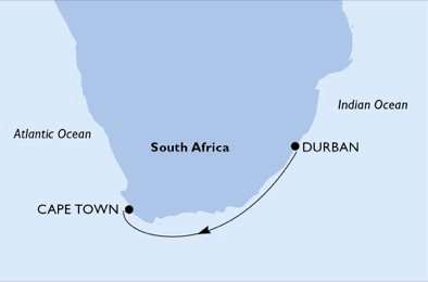 Itinéraire de votre croisière Croisière Afrique australe  