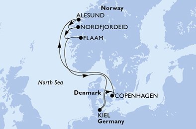 Itinéraire de votre croisière Croisière Norvège  