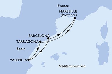 Itinéraire de votre croisière Croisière Méditerranée  