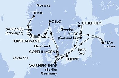 Itinéraire de votre croisière Croisière Europe du Nord  