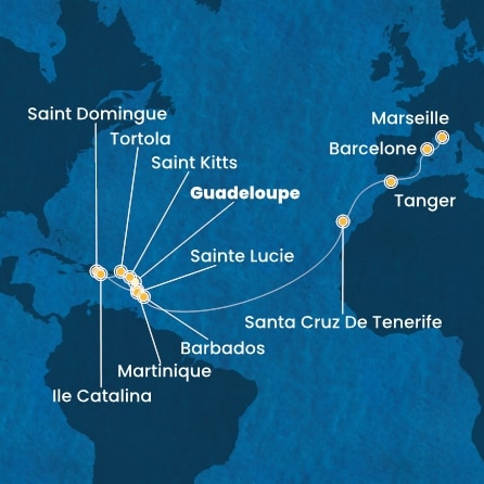 Itinéraire de votre croisière Croisière Transatlantique  