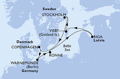 Itinéraire de votre croisière Croisière Baltique  