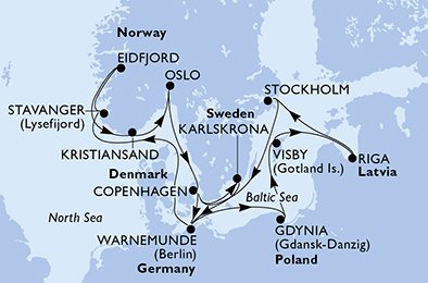 Itinéraire de votre croisière Croisière Europe du Nord  